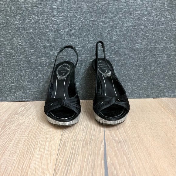 Rene Caovilla Vintage Black Silk and Crystal Platform shoes in Size 6. - Picture 4 of 16